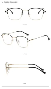 Retro anti-blue light half frame metal optical glasses for men and women stylish