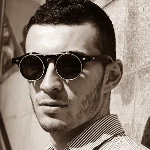 Punk Stil doppellagige Klapp-Sonnenbrille Vintage Metall runder Rahmen Brille Herren Mode