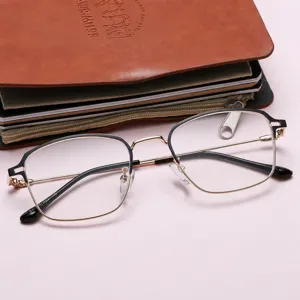 Retro Semi Rimless Anti Blue Light Glasses Frames Browline Metal Optical Frame Men Women Clear Lens Eyeglasses Frame