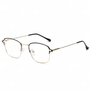 Vintage anti-blue light half-frame metal optical glasses for men and women daily wear.