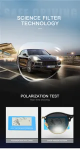 Polarized sunglasses detail image showcasing science filter technology and test.