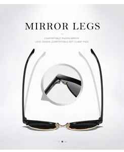 Detail view of the comfortable curved sunglasses temples and precision hinge design for adults.
