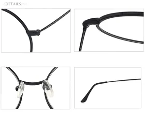 Vista dettagliata di occhiali da vista rotondi neri classici, design intagliato vintage.