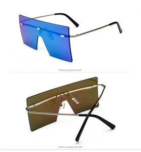 Gafas de sol mujer oversize parte superior plana degradado montura metal detalle
