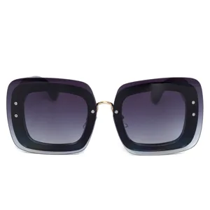 Oversized square fashion sunglasses for women with gradient lenses and rhinestone decor.
