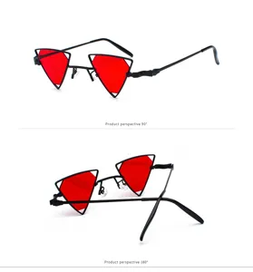 Steampunk Dreieck Metall Sonnenbrille mit roten Gläsern für einen einzigartigen tollen Stil.
