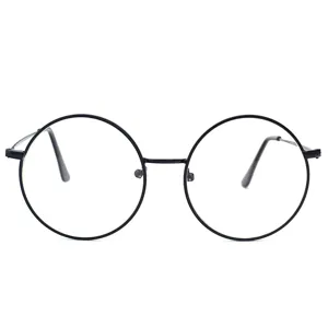 Occhiali da Donna Retrò con Montatura Rotonda in Metallo Lenti Trasparenti Anti Luce Blu Aste Intagliate Stile Accademico Vintage