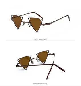 Steampunk Dreieck Metall Sonnenbrille mit braunen Gläsern, einzigartiger Punk Mode Brillen Stil.