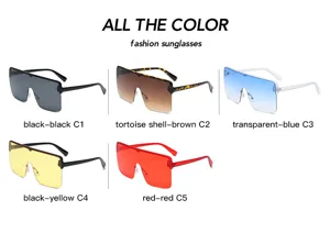 Lunettes de soleil une pièce grand cadre, lunettes de soleil carrées sans monture tendance.