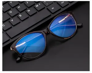 Stylish women's cat eye anti blue light glasses with spring temples for daily screen use.