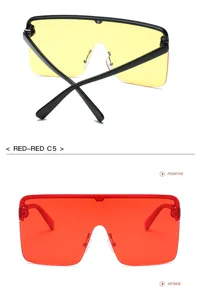 Lunettes de soleil masque oversize avec monture monobloc sans rebord, style carré chic.