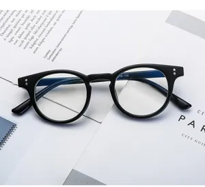 Klassische schwarze runde Blaulichtfilter Brille mit stilvollem Vintage Design für den Alltag.
