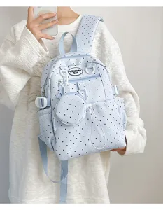 Sac à dos d'école à pois mignon et décontracté pour étudiants, parfait pour le quotidien.
