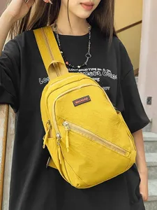Sac de Poitrine Multifonctionnel en Nylon Unisexe Sac à Dos Bandoulière Décontracté Sport Voyage Sacoche Littéraire pour Hommes Femmes