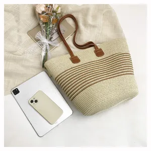 Woven Straw Tote Bag Large Capacity Summer Beach Shoulder Bag Casual Women Handbag