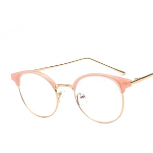 Occhiali Semi-Rimless Anti-Luce Blu Vintage Per Donna Uomo Lenti Trasparenti Metallo Plastica Montatura Rotonda Occhiali Quotidiano Casual Studio Occhiali Trasparenti
