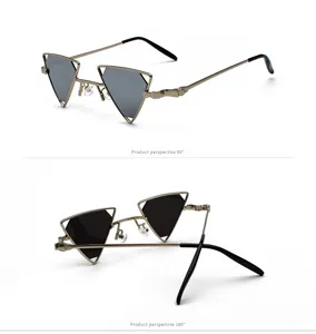 Steampunk Dreieck Metall Sonnenbrille, ausgefallene hohle Retro Brille, 2 Ansichten