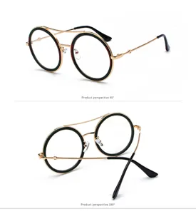 Gafas de vista redondas vintage de metal con doble puente montura dos angulos