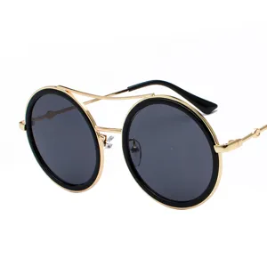 Gafas de sol redondas de metal vintage para hombres, gafas retro de moda con lentes oscuras.