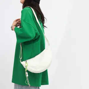 Korean fashion solid color nylon crescent shoulder bag casual crossbody bag for women daily use