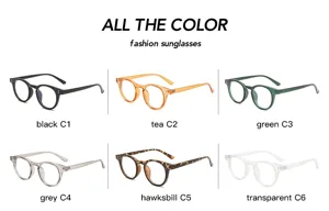 Klassische runde Blaulichtfilter Brille Detailansicht in sechs verschiedenen modischen Farben.