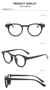 Klassische schwarze runde Brille mit Blaulichtfilter, stilvolle Retro optische Brillenfassungen.