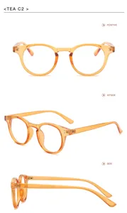 Transparente bernsteinfarbene runde Blaulicht Brille, retro optische Brille für Damen und Herren.