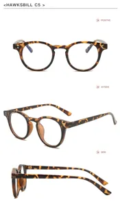 Retro Antiblau-Brille in Schildpattoptik mit runden Gläsern und Nieten für den täglichen Gebrauch