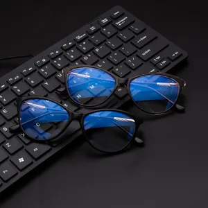 Stylish women cat eye anti blue light glasses TR90 spring hinge optical computer eyeglasses