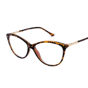 Women Cat Eye TR90 Anti-Blue Light Glasses Tortoise Shell Spring Temple Clear Optical Frame