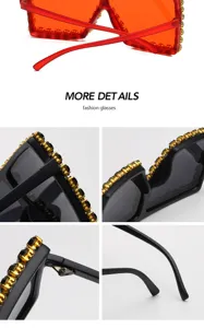 Occhiali da sole quadrati oversize con dettagli di strass scintillanti e design fashion.