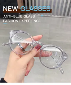 Gafas redondas anti luz azul transparentes montura clara moda para trabajo diario oficina