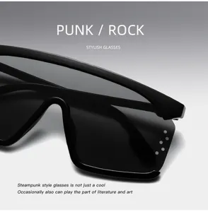 Grosse einteilige Glaeser Sonnenbrille Punk Stil trendige Brille fuer Damen Herren chic