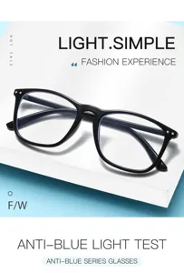 Lunettes anti-lumière bleue avec élégante monture carrée noire pour un usage quotidien simple.