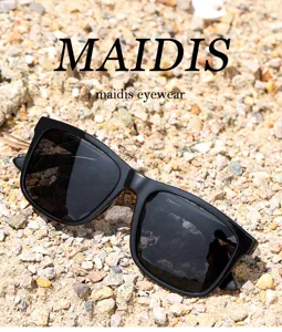 Black square polarized sunglasses for men, outdoor driving sun glasses with TR90 frame.