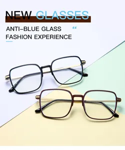 Vintage Große Quadratische Metallrahmen Blaulichtfilter Brille Modische Damen Herren Brillen