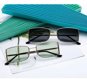 Gafas de sol cuadradas vintage de metal para mujer y hombre retro moda gafas de sol trendy new