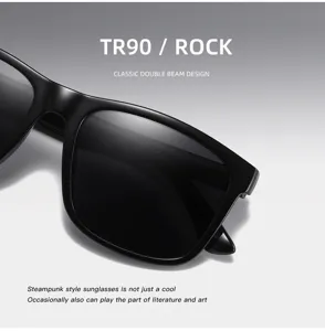 TR90 square polarized sunglasses with classic double beam design for outdoor men's driving.
