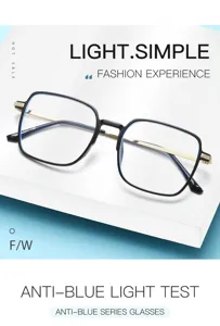 Retro quadratische Blaulichtfilter Brille Metallrahmen Mode Optik Brille Damen und Herren
