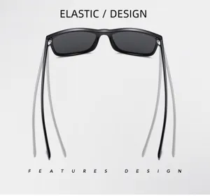 Black square polarized sunglasses with flexible temples, ideal for outdoor driving and shade.