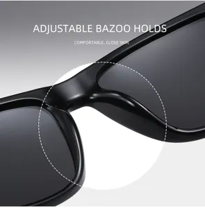 Close-up detail of black square TR90 sunglasses bridge, smooth and comfortable fit.