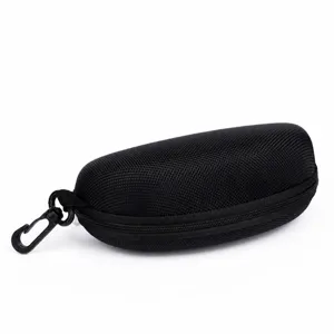 EVA Zipper Eyeglass Case Portable Hard Shell Glasses Box With Hook For Sunglasses Reading Glasses Protective Storage Bag Black