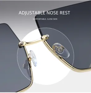 Gafas de sol cuadradas detalle metal primer plano con soporte nasal ajustable y muy cómodo.