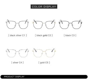 Retro metal irregular polygon blue light blocking glasses stylish unisex optical frames
