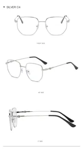 Unisex irregular metal anti-blue light glasses silver frame multi-angle view