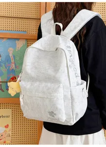 Casual minimalist nylon large capacity backpack with letter embroidery for students daily use