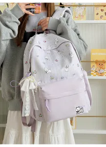 Japanese ins cute dog print large capacity school backpack for students casual bookbag