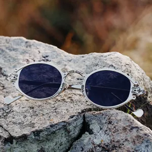 Retro Steampunk Ovalen Zonnebril Gotisch Gegraveerd Metalen Frame Mode Bril Unisex