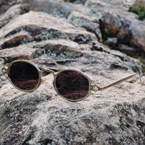 Retro steampunk zonnebril met gotische ovale gegraveerde metalen monturen voor streetstyle.