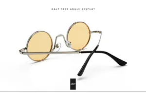 Vintage runde Metallrahmen Sonnenbrille mit gelben Gläsern für Damen und Herren Brillen.